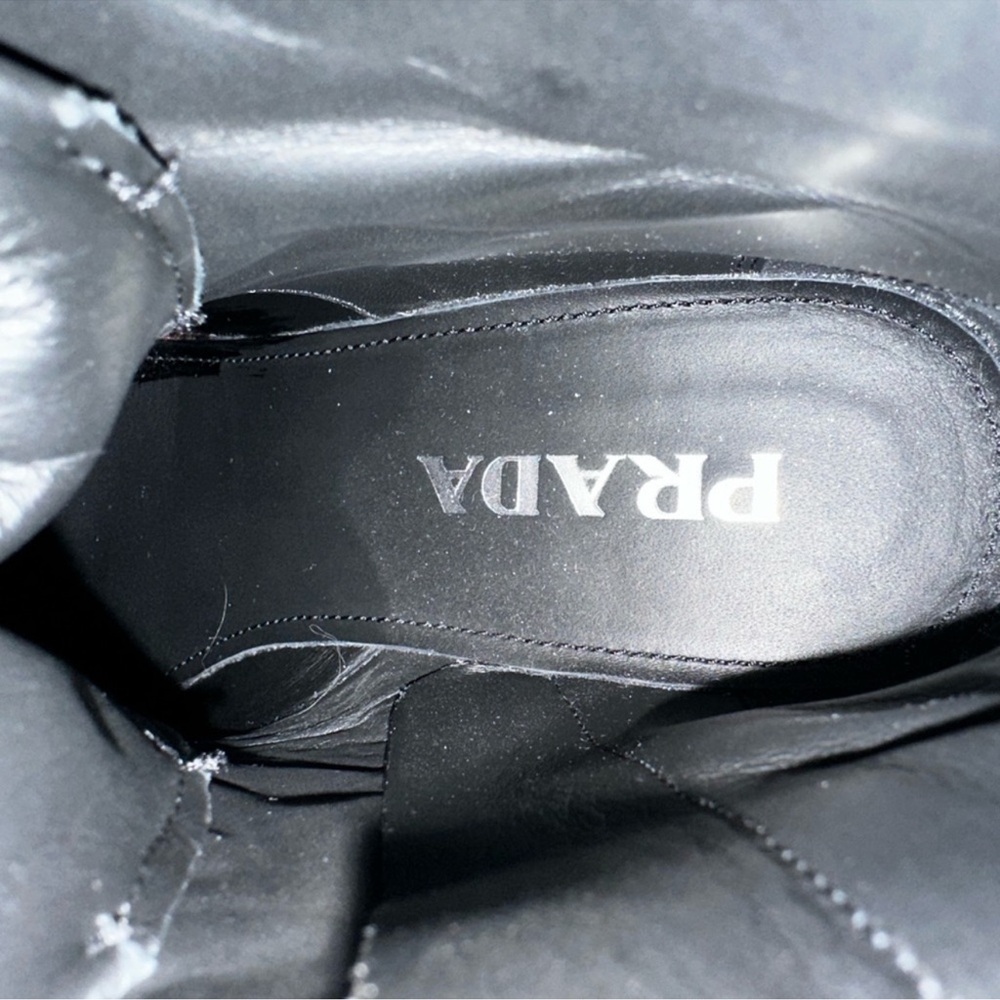 Prada Black Lug Sole Lace-Up Ankle Boots - Picture 14 of 14